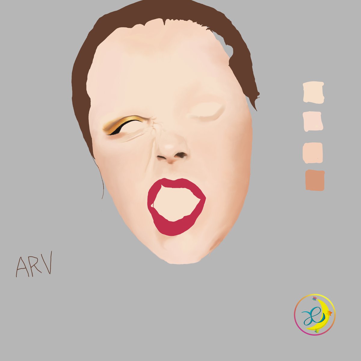 #ArtRage  
WIP#5_ARV.  Face wrinkle. Right eye.
Painted by ArtRage Vitae.