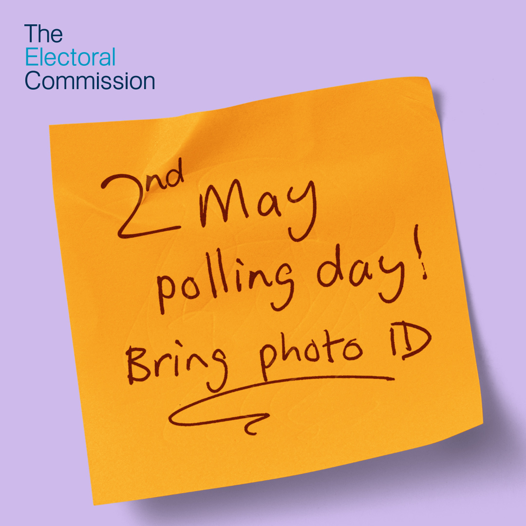 On 2 May, there are local, mayoral and Police and Crime Commissioner elections taking place in England. You’ll need to bring photo ID to vote at a polling station. Click the link to find out more about ID, and if your ID is accepted - electoralcommission.org.uk/voting-and-ele…