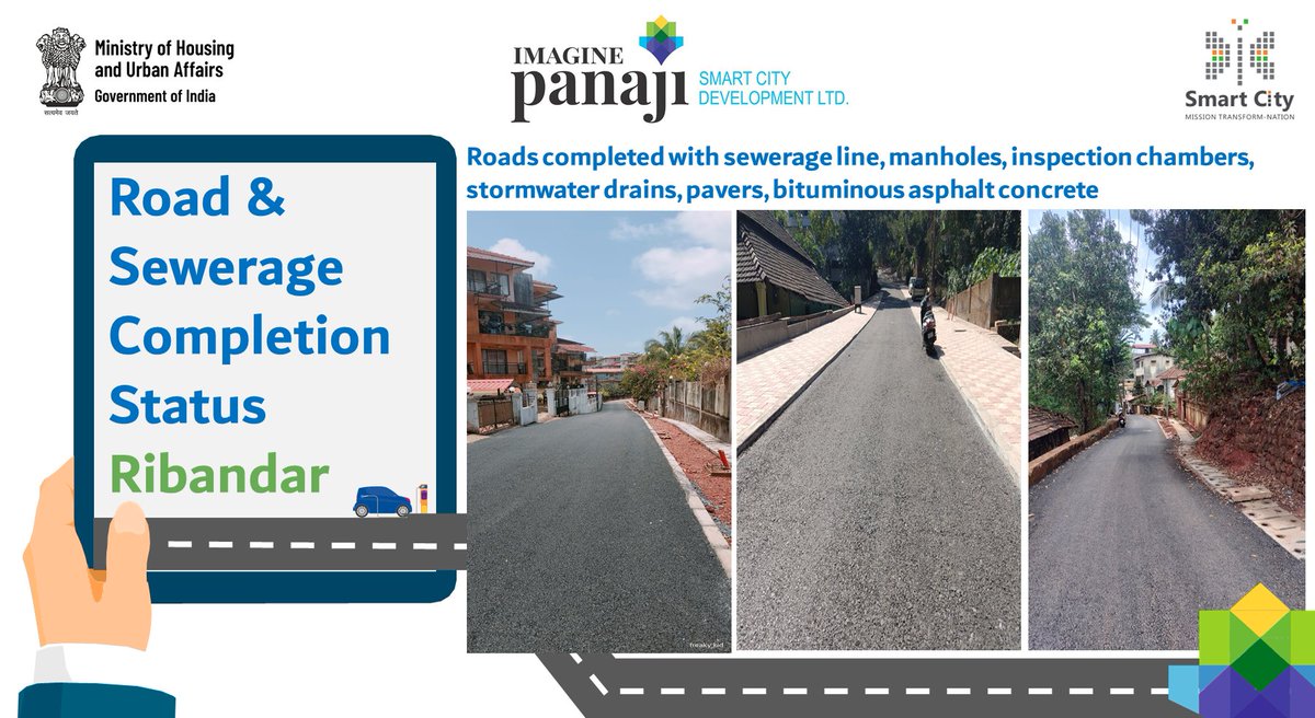 Big strides in Ribandar! 🏞️ IPSCDL reaches 79% completion on the Road & Sewerage Network, marking significant progress towards a better-connected community.

@smartcitiesmission @mohua__india
#SmartCityKiSmartKahani #Panaji #SmartCity #SmartCityPanaji