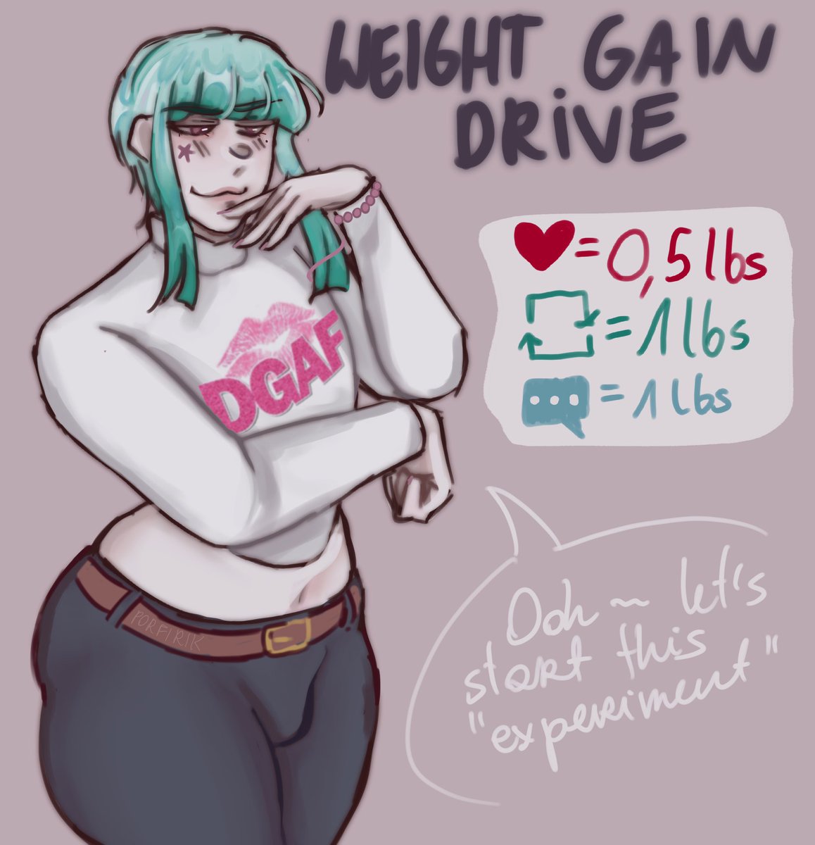 So here it is! Cute femboy WEIGHT GAIN DRIVE just for you~ ⭐️ Closing this tomorrow so make sure you treat him right~