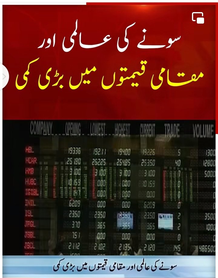 سونے کی عالمی اور مقامی قیمتوں میں بڑی کمی ۔فی تولہ 7900 روپے کی کمی 

#Gold #PSX #stockexchange