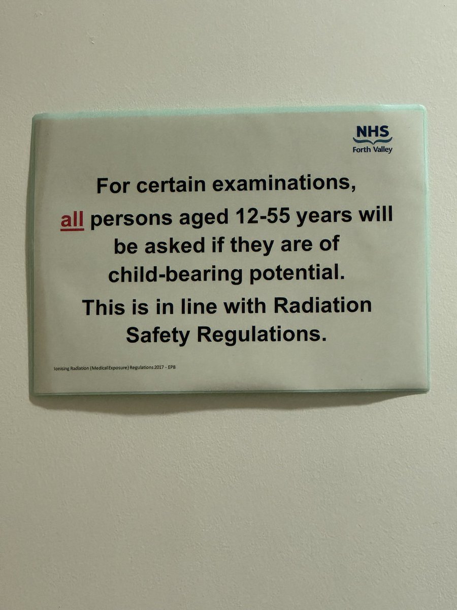 So went for an X-ray today to be greeted by this sign and then asked by the trainee radiographer (who was lovely and seemed uncomfortable asking) if I was assigned female at birth. He stated it was a legal requirement to ask, I’m certain asking if I’m pregnant is but not the rest