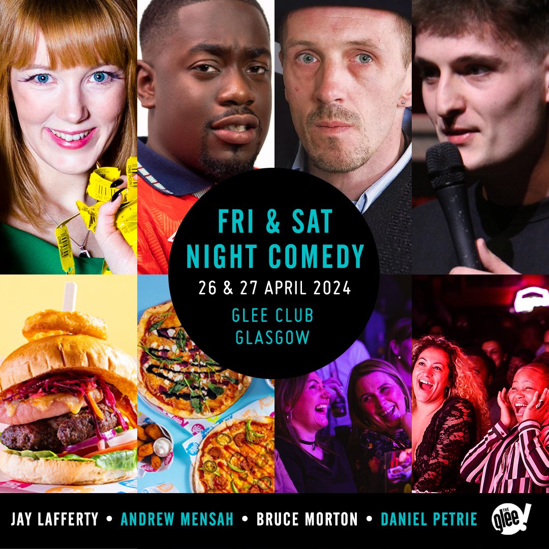 Take a look at what's to come at The Glee Club Glasgow this week! 👇 📆 Wednesday: @TheTinaBurner 🎟 bit.ly/TinaBurnerGlas… 📆 Friday & Saturday Night Comedy, featuring @andrewmensah__, Bruce Morton & Daniel Petrie 🎟 bit.ly/GlasgowWeekend…