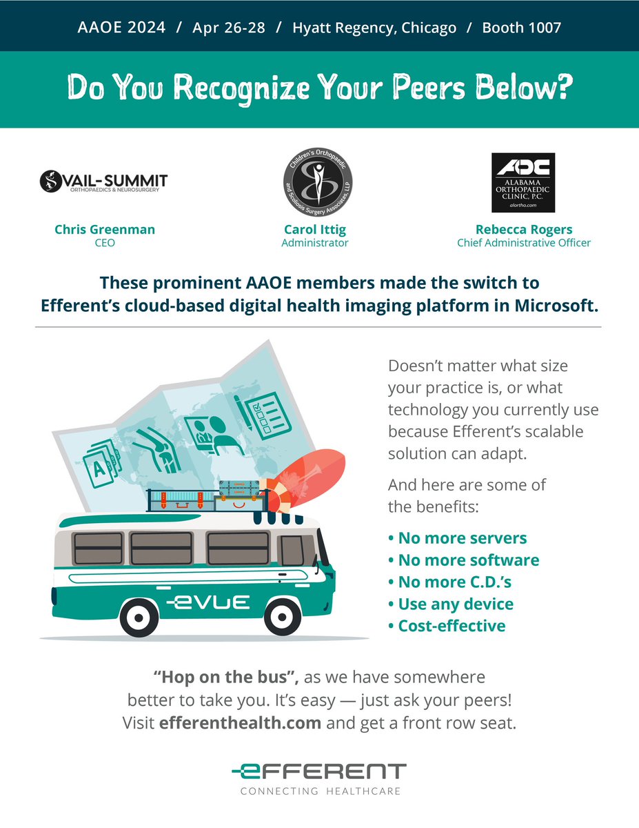 Come hop on the bus 🚌 at booth 1007 at the AAOE meeting this week by making the switch to our cloud-based #digital #health imaging platform in #Microsoft