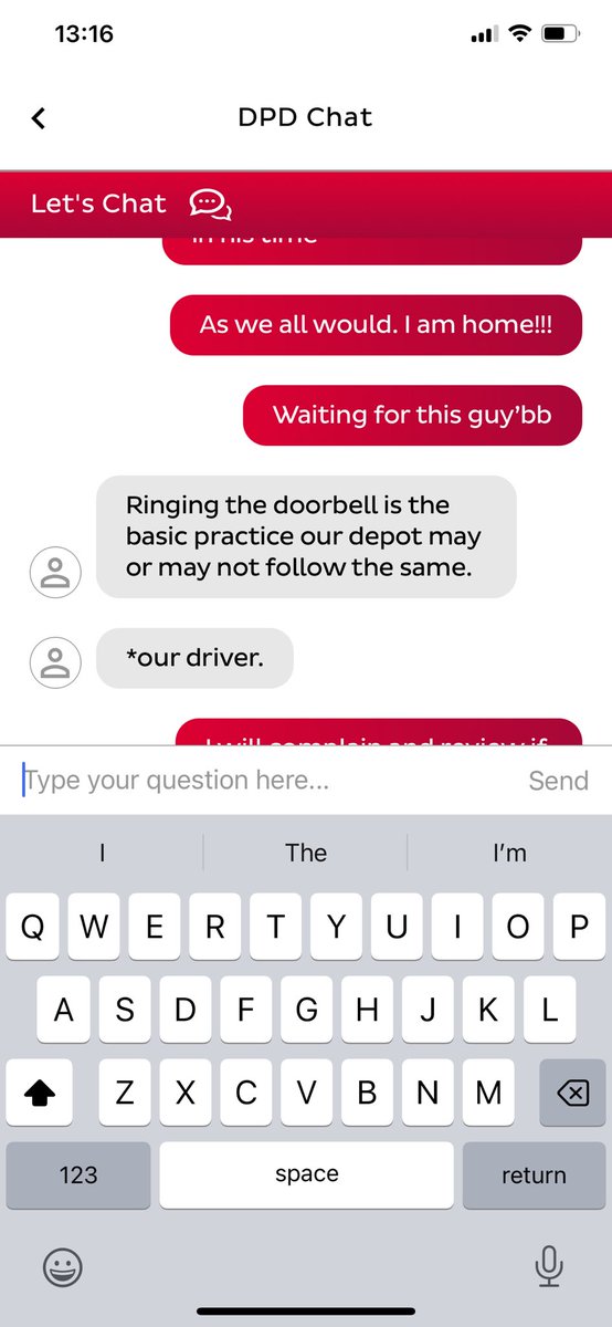 Taking a day off work for #DPD then the guy doesn’t ring the bell , just puts a note through. When I contact told they might not ring the bell. Absolute joke  <a href="/DPDUK3/">DPD.UK</a> <a href="/DPDUK5/">DPD UK (daily parcel disappointment)</a>