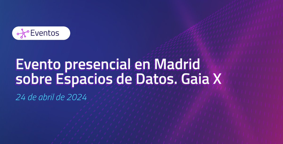 📍#Madrid

Llega a la capital el Evento presencial sobre #EspaciosdeDatos y #GaiaX organizado por @GaiaXSpain 

🗓️24 de abril
🕔9:30-13:30h

Podrás conocer como ambas iniciativas promoverán la Economía del dato. 

🫵¿Te lo vas a perder?
🖱️Registro directo: bit.ly/3xHw8C0