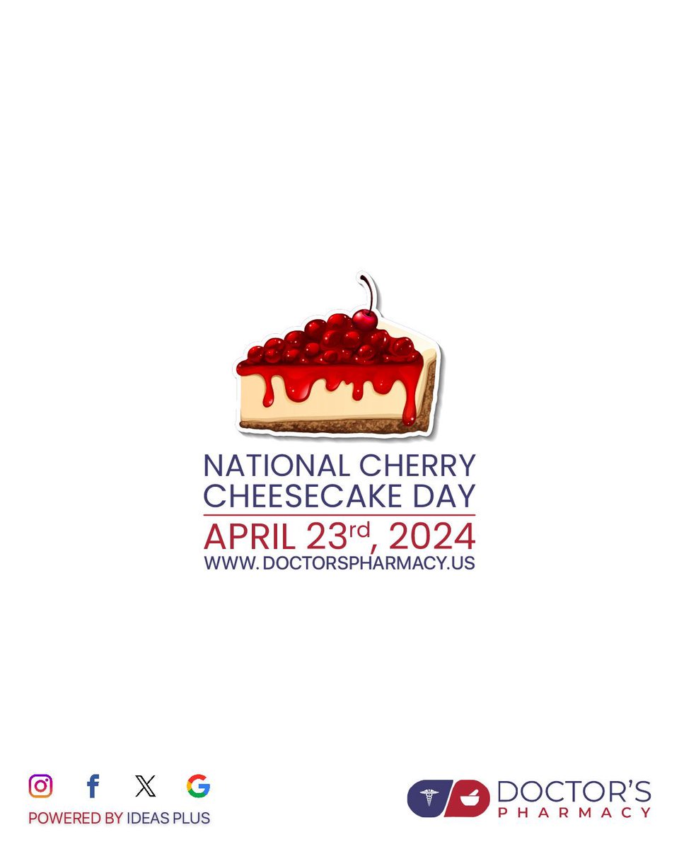 National Cherry Cheesecake Day is celebrated on April 23rd each year, offering a sweet and festive occasion to indulge in one of America's favorite desserts – cherry cheesecake.

#NationalCherryCheesecakeDay #Pharmacy #CommunityPharmacy #FreeDelievery #PeaceofMind #TriCities