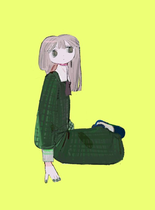 「green dress sitting」 illustration images(Latest)