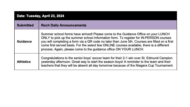 St. ROCH Daily Announcements tweet media