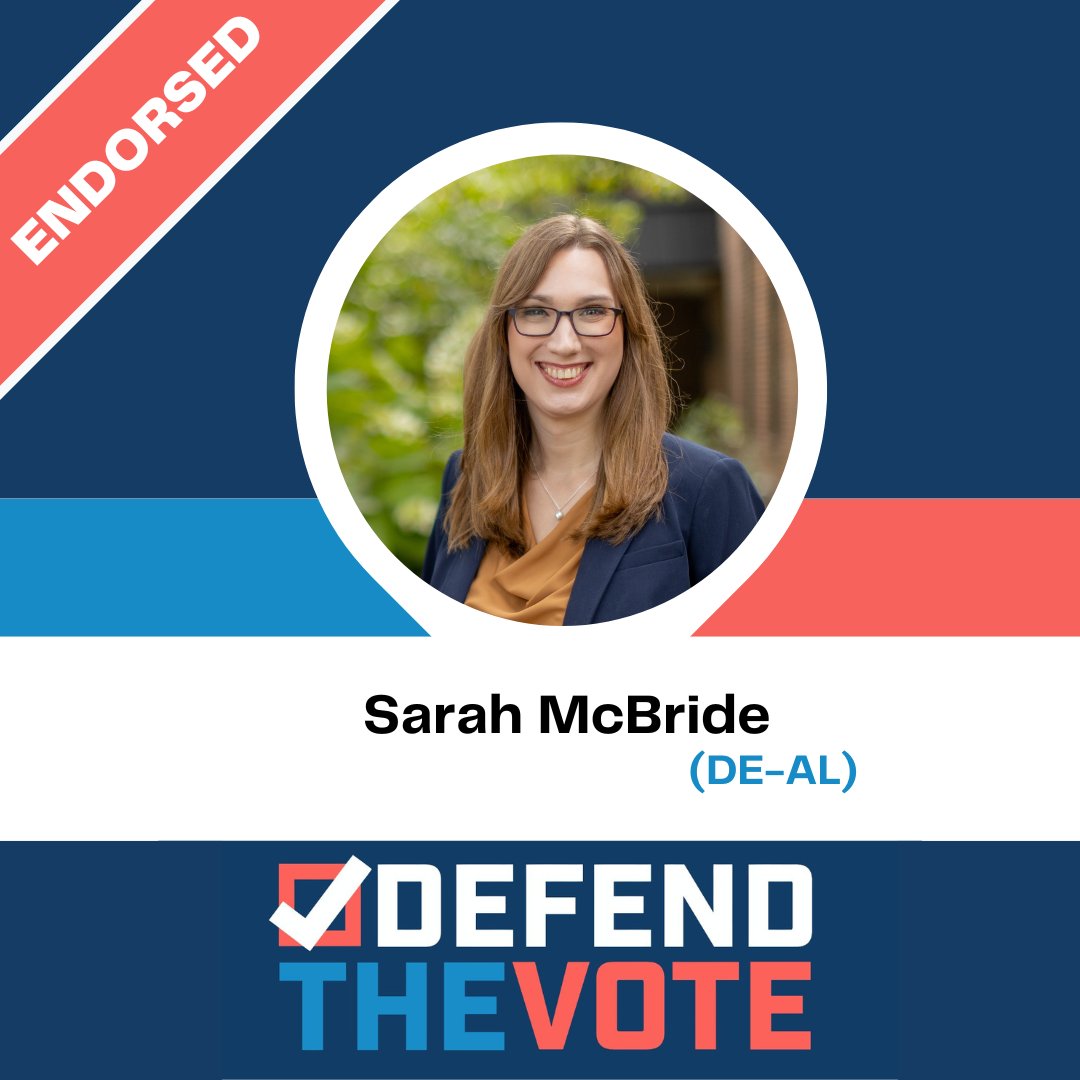 DTVPAC's tweet photo. 🗳️We're endorsing @SarahEMcBride in Deleware because she's dedicated to making our democracy healthier and more inclusive and protecting against voter restrictions.
Support Sarah here: https://t.co/DrbnJK6362
#DEpolitics https://t.co/CEu4BAjUpz