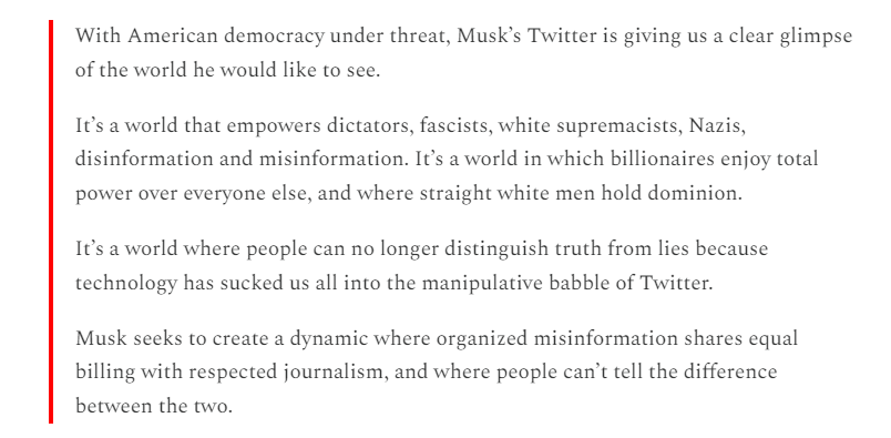 docrussjackson's tweet photo. In November 2022, shortly after @elonmusk bought Twitter & made the worst rebranding decision in history be renaming it @X, #Framelab's Gil Duran made this prophetic assertion.
In a new post, below, Gil examines the supporting evidence...
https://t.co/QpW7CcS9Y6 https://t.co/DuuL28GLAU