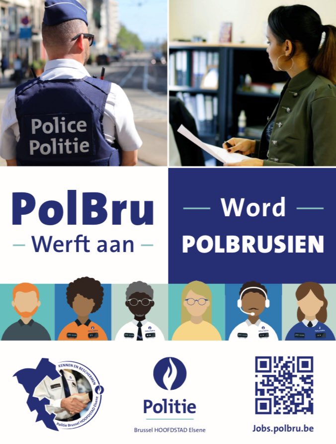 Vous êtes intéressé par le métier de policier ou policière ? 👮‍♂️ 👮‍♀️ Vous nous avez raté ce samedi lors de la journée portes ouvertes du campus de sécurité Brusafe ? Pas de soucis ! Retrouvez-nous ce jeudi 25 avril à @TourTaxis de 13h à 18h lors de la Job Fair Brussels ! La