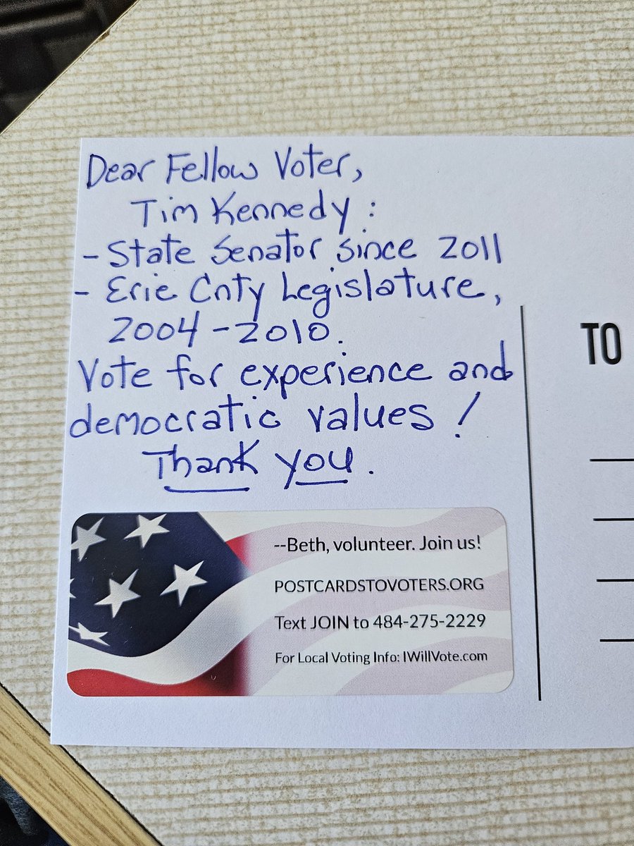 #postcardstovoters #voteblue #NY26VotesBlue #TimKennedyForUSCongress