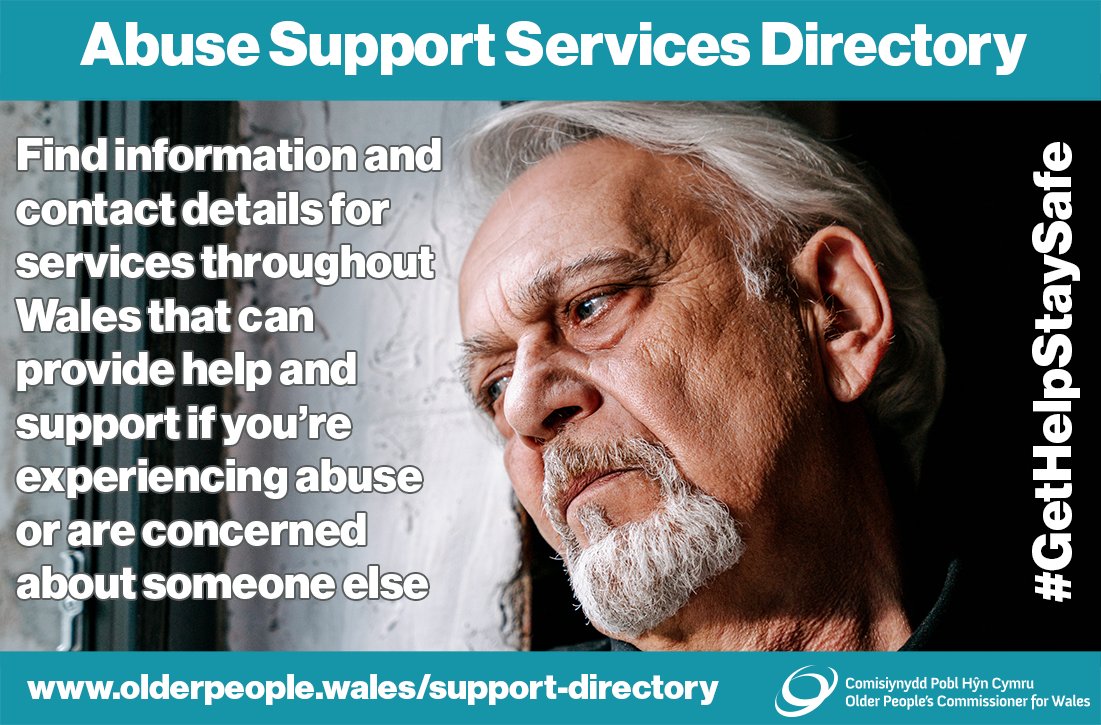 If you're experiencing abuse, or are concerned about someone else, it can be difficult to know where to turn for help. Our Abuse Support Services Directory provides details of organisations throughout Wales that can provide help and support: olderpeople.wales/support-direct…