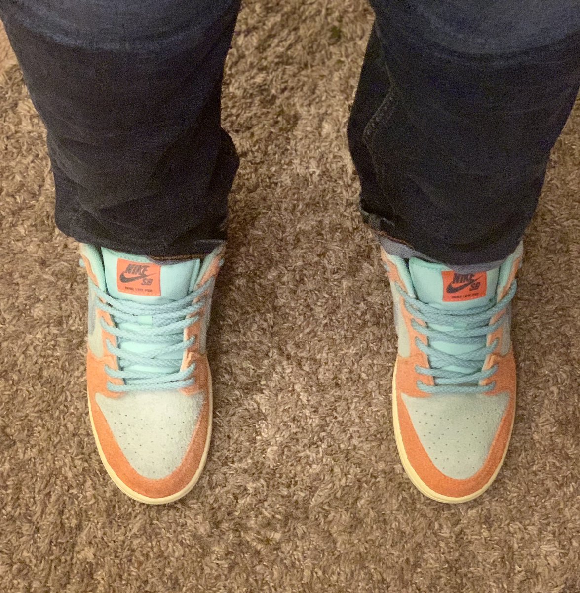#kotd Orange Emrald SBs with the laces from Big Money SBs. #laceswap #sneakerhead #SBJunkie