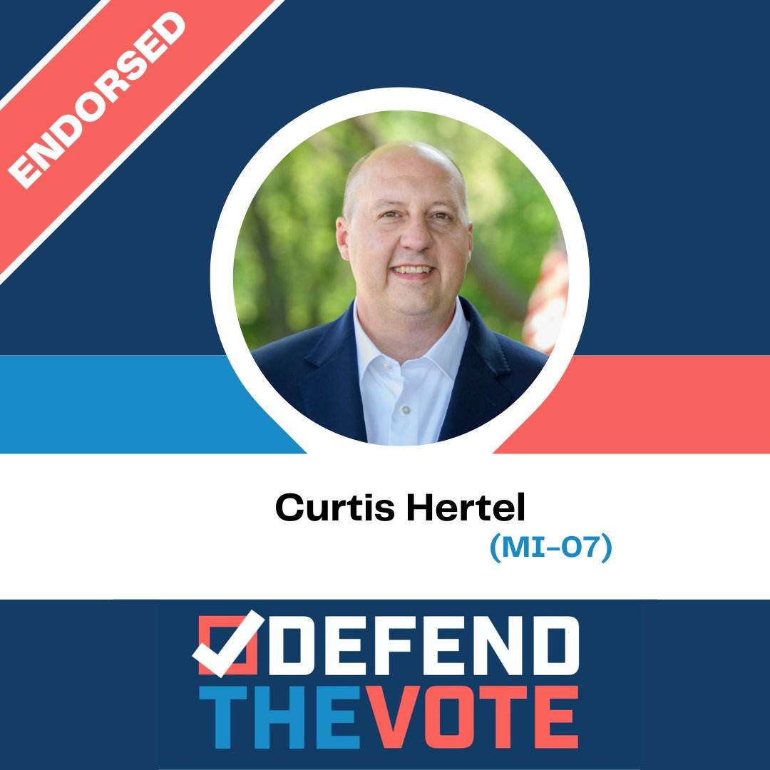 ☑️ We're endorsing @CurtisHertelJr in #MI07 because he will protect the freedom to vote and the get dark money out of the system so our leaders are accountable to the people instead of corporations and billionaires. Support Curtis here: actblue.com/donate/hertel-…