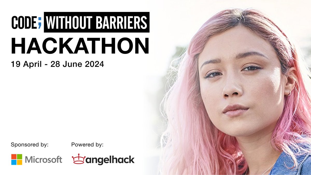 Join the Microsoft Code; Without Barriers Hackathon! A virtual event from April 19 to June 28, 2024, for female tech talents in Asia. Ideate and innovate in Data & AI, Power Apps, and cybersecurity to address real-world challenges. msft.it/6019YHE8d #CodeWithoutBarriers