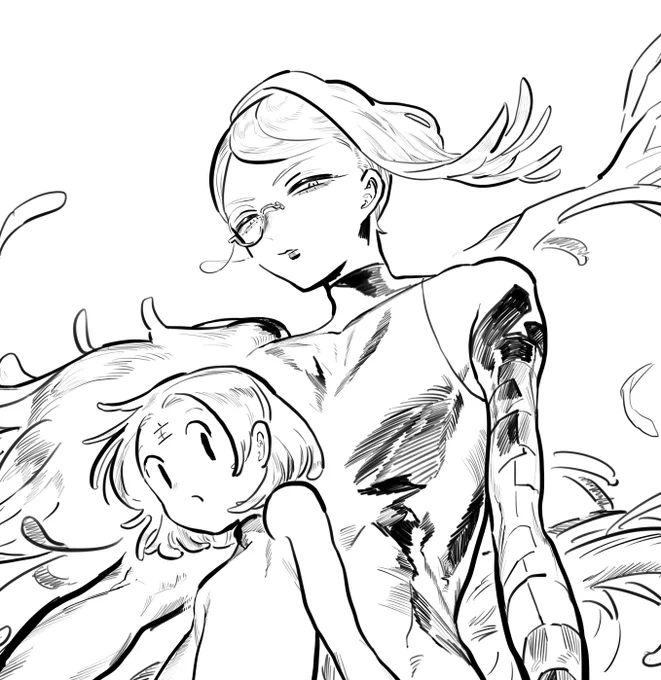 巴さんのお顔かなり好きな感じに描けたのでアップもあげちゃう 見て〜 