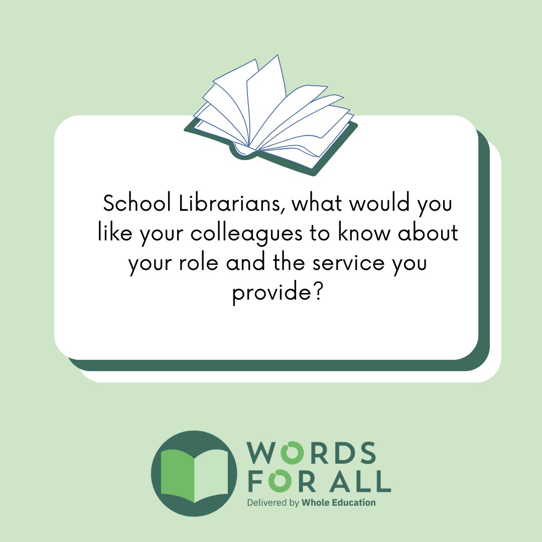 I get to have the best conversations with colleagues who are school based and I've had one such chat with a colleague from @DesboroughSch about the vital role librarians play in the leadership of reading. We'd love your thoughts...

@WholeEducation @uksla 
#WordsforAll #Reading