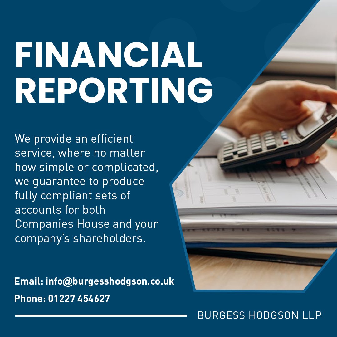 Our Financial Reporting team can provide your business with sets of accurate and compliant accounts, no matter the complexity. Find out more here: burgesshodgson.co.uk/services/finan… #FinancialReporting #AccountingServices