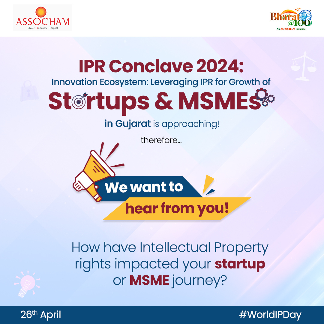 #IPRConclave2024: Innovation Ecosystem:- Leveraging IPR for Growth of Startups and MSMEs in Gujarat is just around the corner, and we want to hear from you! How have #IntellectualProperty (IP) rights influenced your #startup or #MSME journey? Share your experiences with us and…