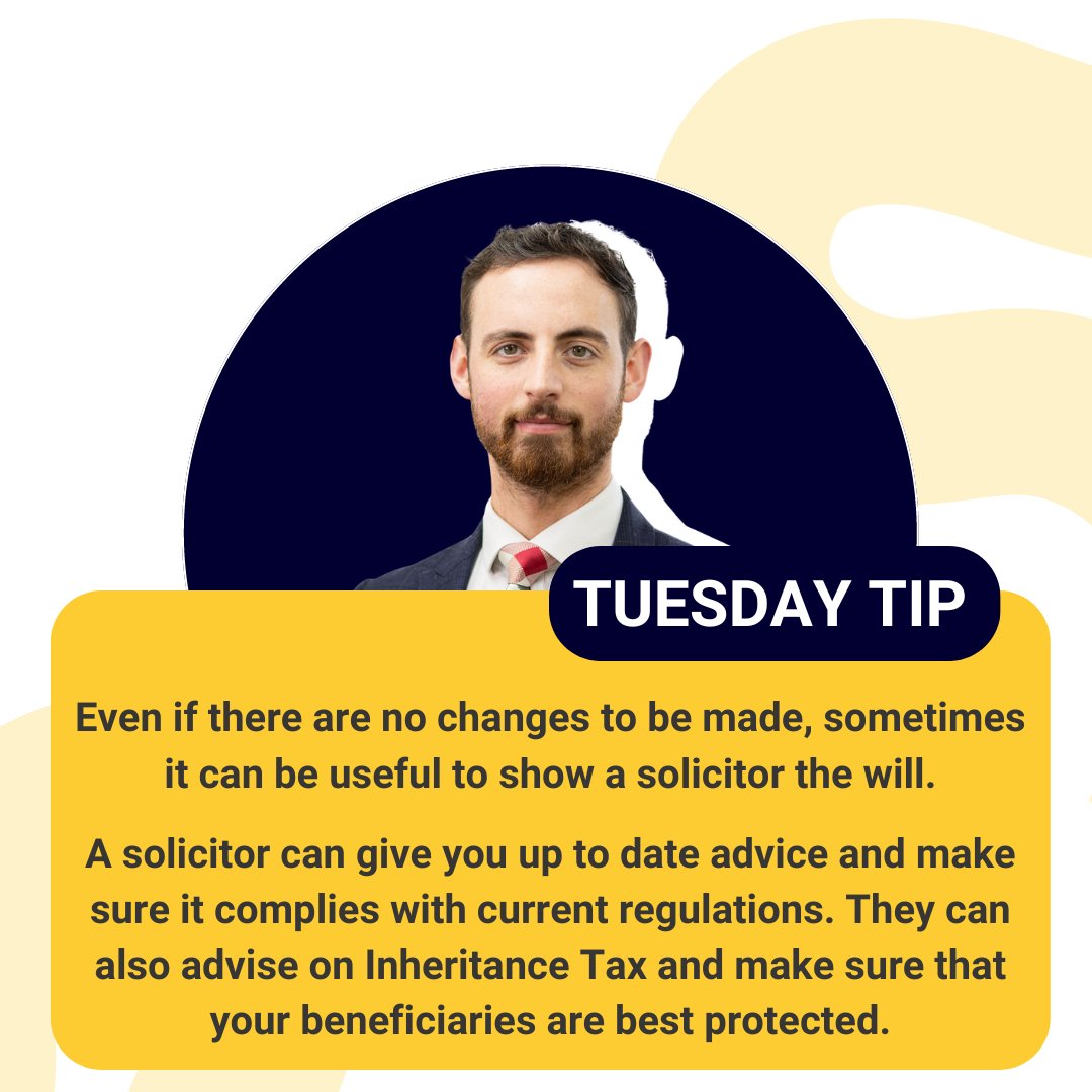 his weeks Tuesday Tip comes from Connor, solicitor in our wills, probate and estate planning department. If you are looking to review and perhaps update your will, book an appointment today at levisolicitors.co.uk/book-an-appoin…. We will review your will for free. #WillUpdate #WillReview