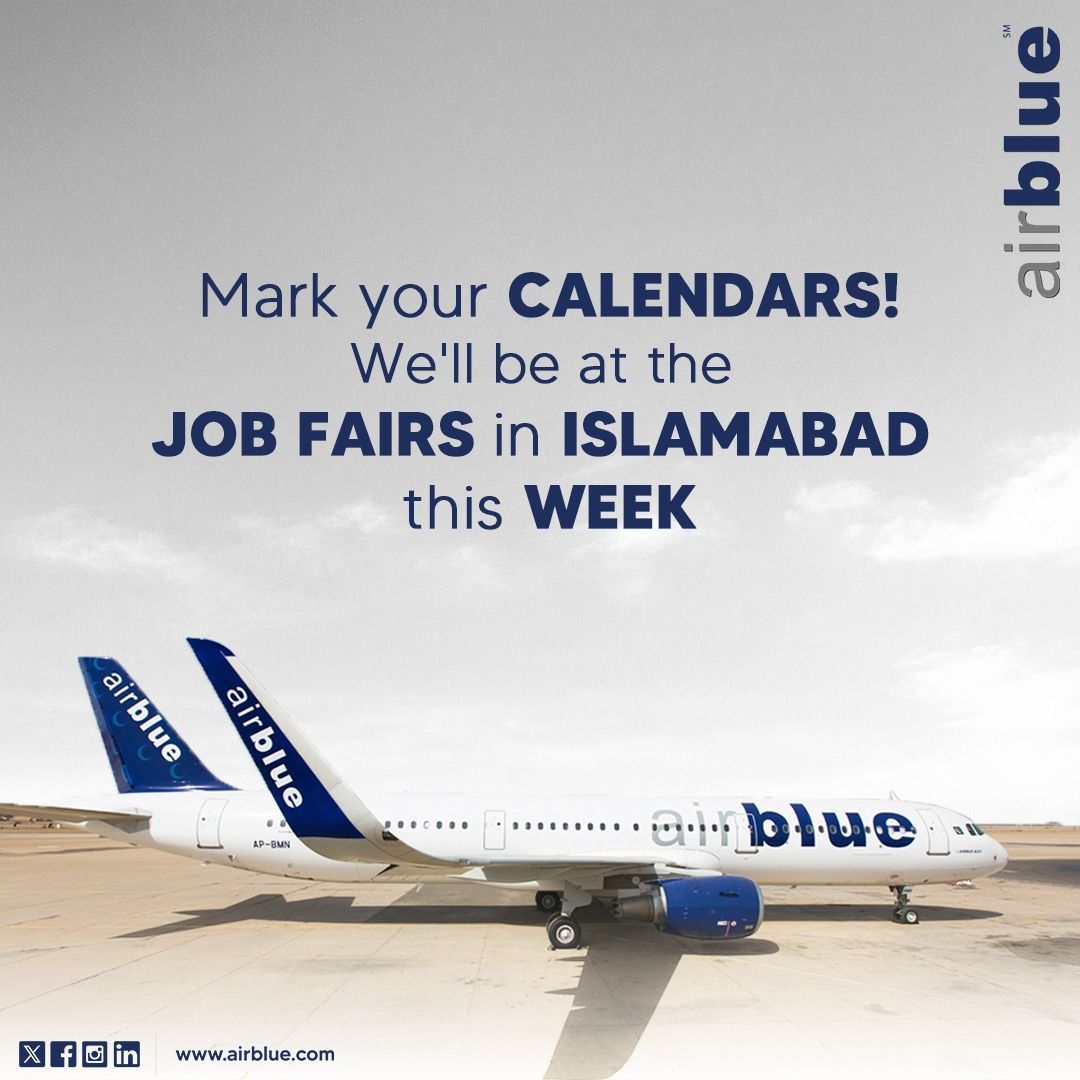 airblueairline's tweet photo. Don't miss out on your chance to shape your future!

Discover exciting career opportunities and take the first step towards a brighter future. 

See you there! 

#Airblue #Jobfair #Careerfair #IST #FASTNUCES #FAST #careerstep #jobsatairblue https://t.co/6qVpJuu1XL