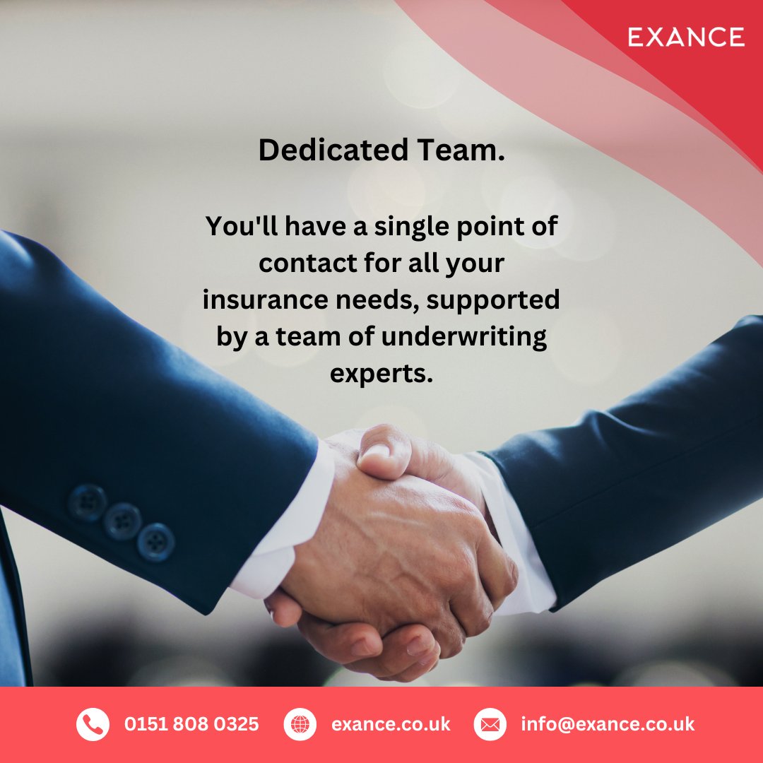 Simplify your insurance experience!💡

At Exance, you get a dedicated account manager backed by a team of underwriting experts. 🤝

One point of contact, seamless service. ✅️

🌐exance.co.uk

#insurance #insurancebrokers #business #innovation #growth #support