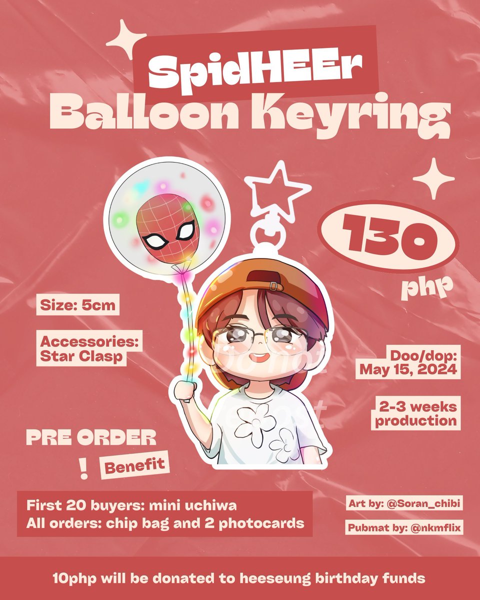 ⋆౨ৎ˚˖ ࣪♡  wts lfb ph acrylic enhypen heeseung keyring 

𝙨𝙥𝙞𝙙𝙃𝙀𝙀𝙧 𝙗𝙖𝙡𝙡𝙤𝙤𝙣 𝙠𝙚𝙮𝙧𝙞𝙣𝙜

order form: docs.google.com/forms/d/1Cwrvl…

🗓️~ 5/15

rt lottery - 1 winner of keyring

♡ for every purchase of keyring, P10 will be donated for heeseung's birthday funds ♡