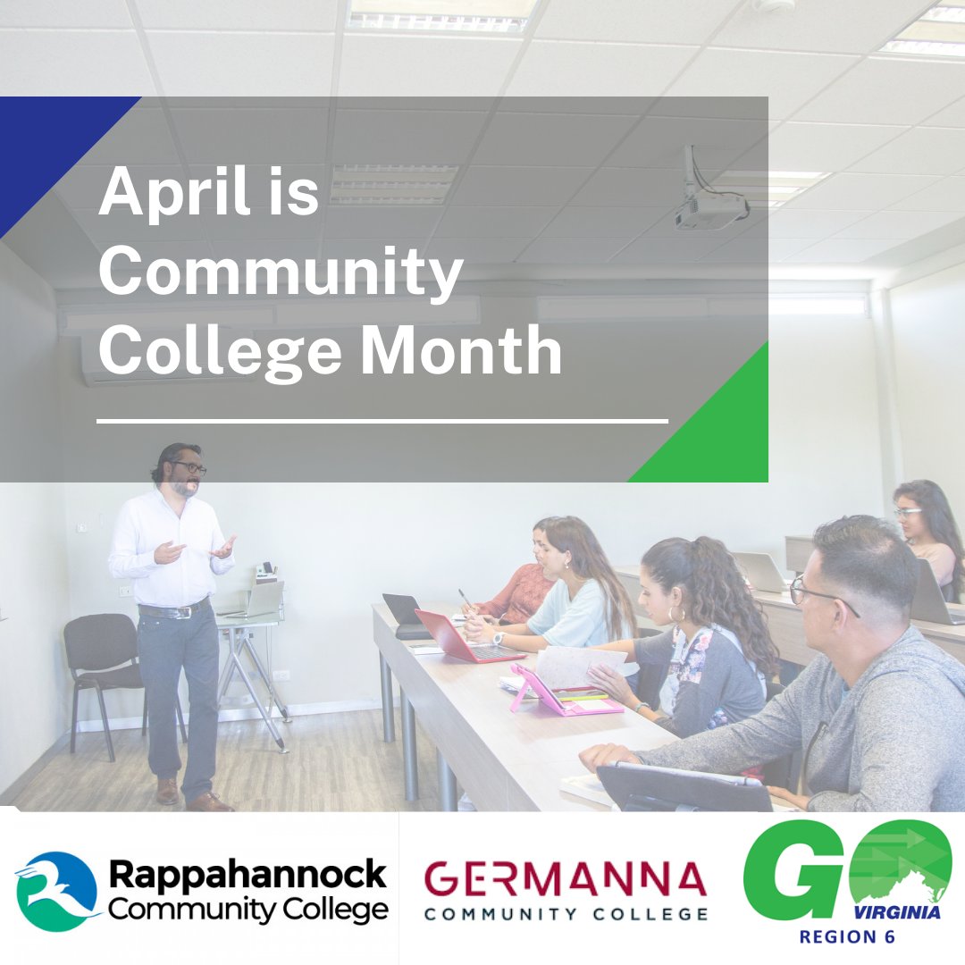 #DYK that April is Community College month? Region 6 has two CC partners who are regional economic drivers connecting workforce development to private industry. Thank you to @germannacc & @Rappahannock_cc for your active role in creating a collaborative environment in Region 6!