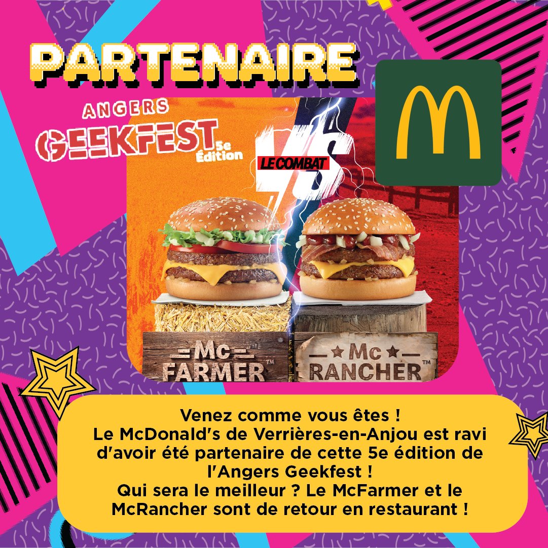 Merci à @McDonaldsFrance Verrières-en-Anjou pour nous avoir régalé tout au long du festival ! Et ce n'est pas fini apparemment 😍 #angers #geek #geekfest #partenaire