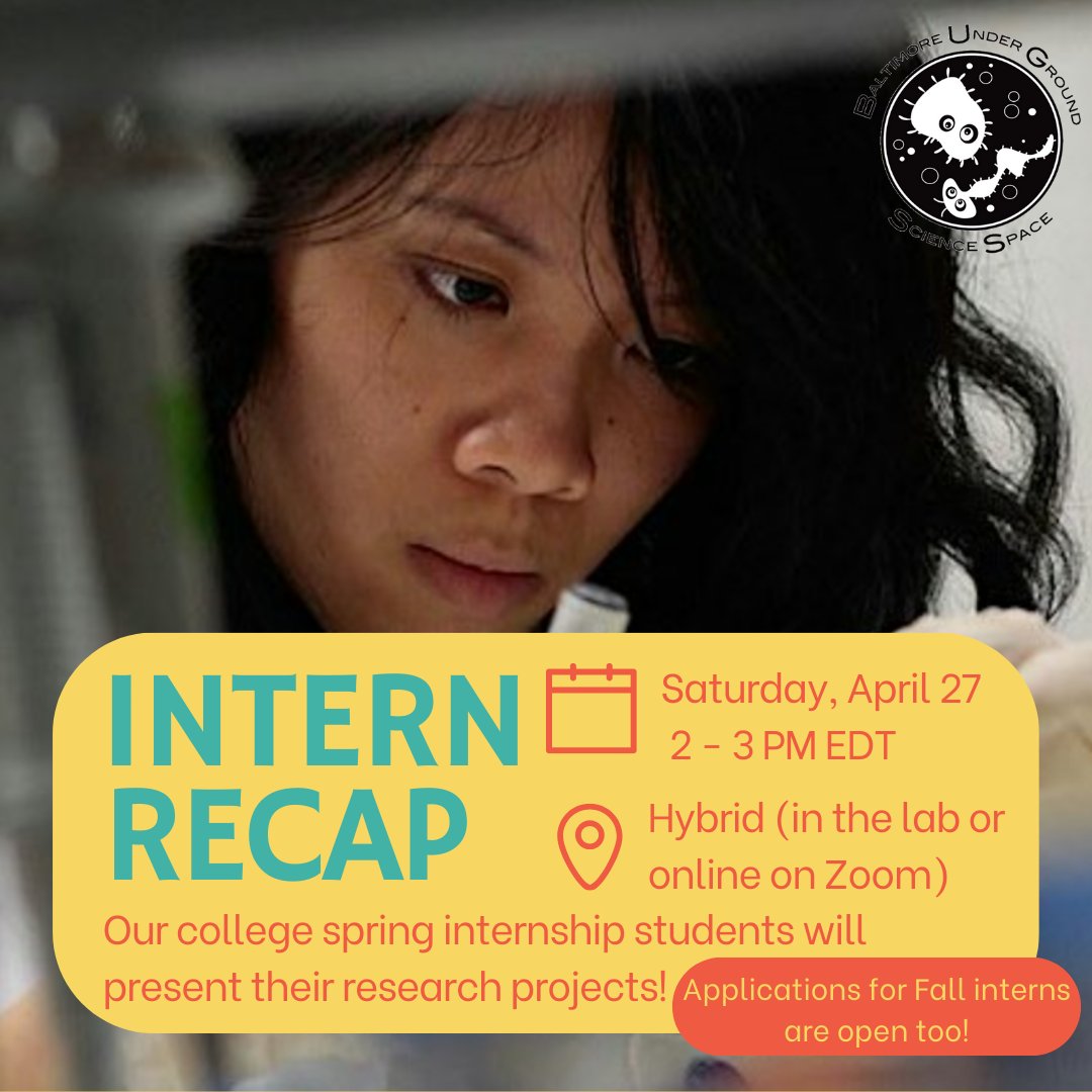 This Saturday learn about our college interns' research on our BUGSS group projects! tinyurl.com/2blflxkg 🎓 #Interns #Experiences #Education #Jobs #Lab #Projects #science #STEM #ScienceCommunication #STEMeducation