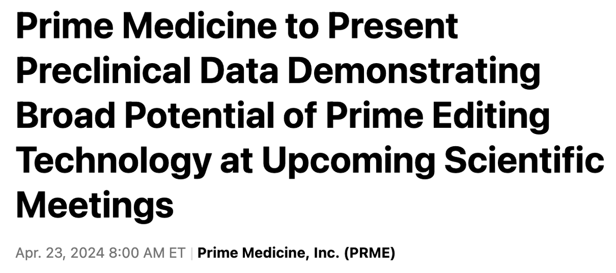 Academic lab to present in vitro data demonstrating broad potential of recombinant DNA technology in upcoming scientific publications 🤡

$PRME