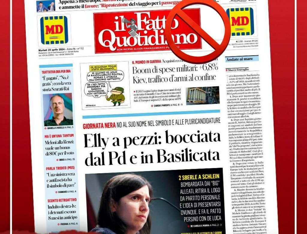 Ma cos'è questa schifezza?

Ieri #Conte ha perso 40 mila voti, le percentuali del #M5S in #Basilicata2024 sono crollate, ma #Travaglio insulta Elly #Schlein

Nessun grillino ha la dignità di ammettere che questo giornale è una vergogna nazionale?