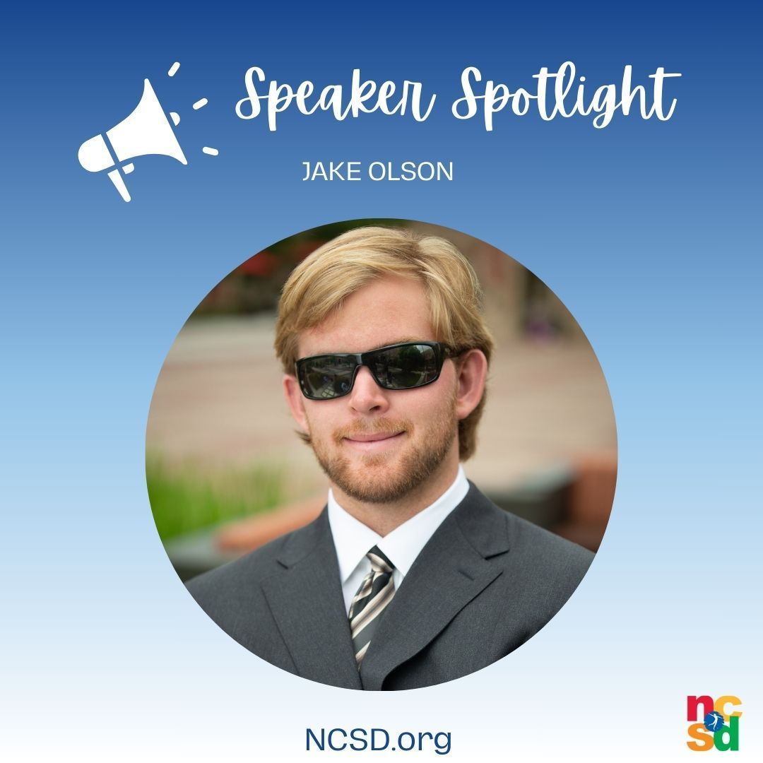 .@JakeOlson61's story of overcoming retinoblastoma and going blind at age 12 has inspired people across the world. He has used his experience to inspire others by authoring two books and establishing a nonprofit to support cancer research and visually impaired children. #NCSD