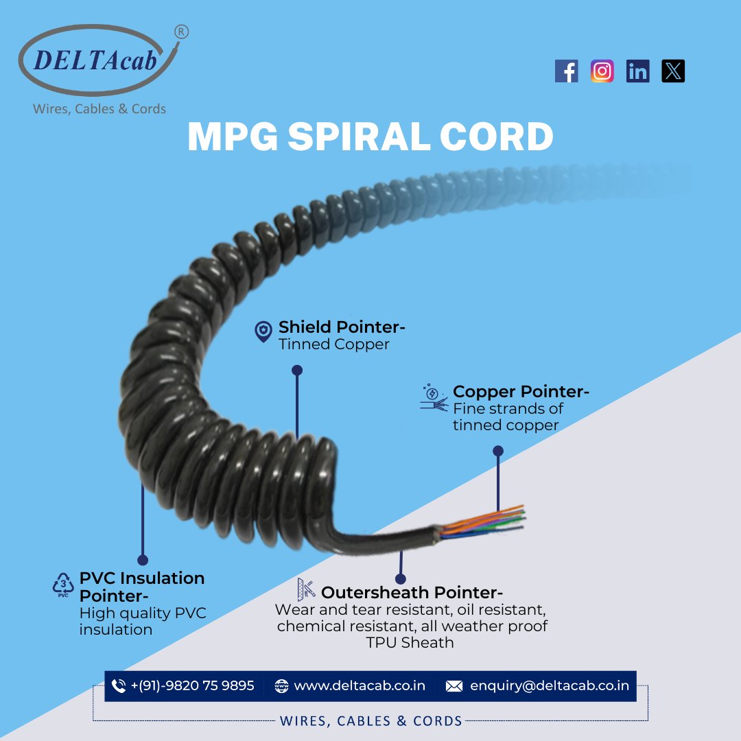 Plug into the future with MPG Spiral Cord! Say goodbye to tangled messes and hello to seamless connectivity. Whether you're powering up your devices or staying charged on the go.#MPG #SpiralCord #TechInnovation #SeamlessConnectivity #PowerUp #StayCharged  #DeltaCab #WiresAndCable