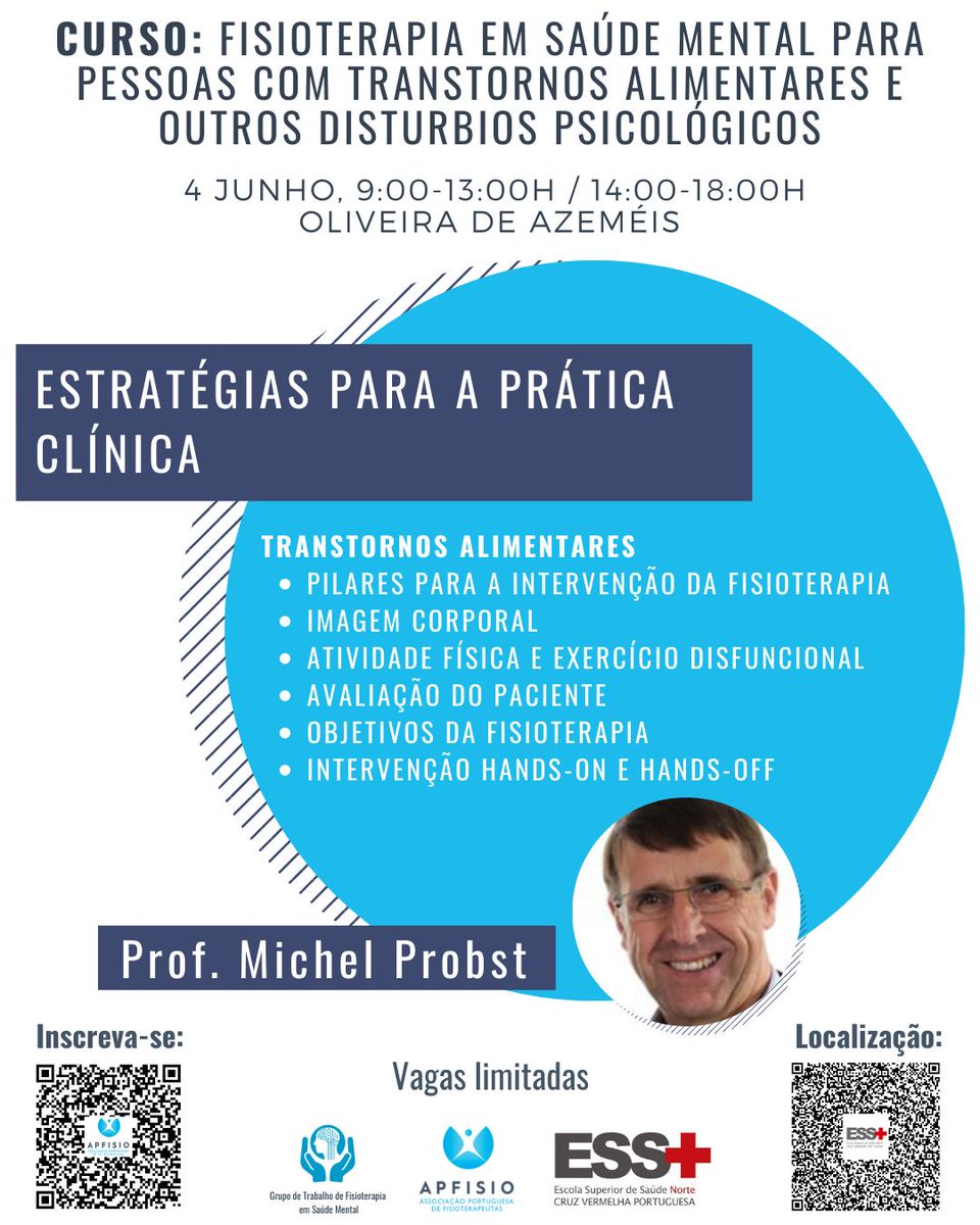 apfisio's tweet photo. 📣 CURSO do "Grupo de Trabalho em Fisioterapia na Saúde Mental" da @APFISIO

🗓 4 Junho 2024
📌 Escola Superior de Saúde Norte da Cruz Vermelha Portuguesa

📎 INSCREVA-SE: https://t.co/cQEgJaoLfq

#fisioterapia #APFISIO #GTFSM #saúde #saúdemental https://t.co/XwKgKpbcx4