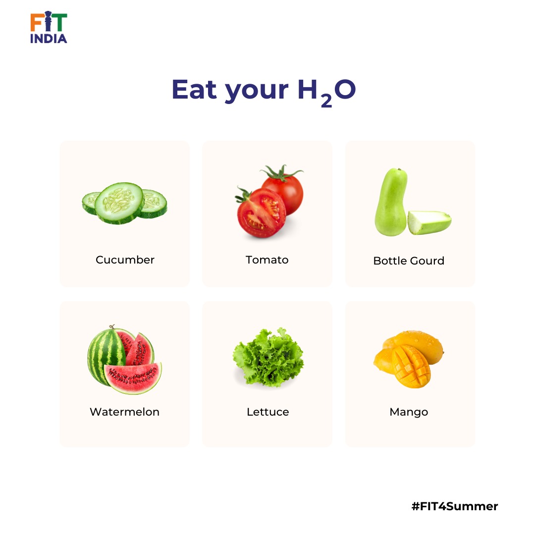 The summers ☀ can really drain water from your body, leaving you severely dehydrated. Consume water-rich fruits today and beat the heat in a healthy and fun way! 🍉🥭🍅 #Fit2024india #FIT4Summer
