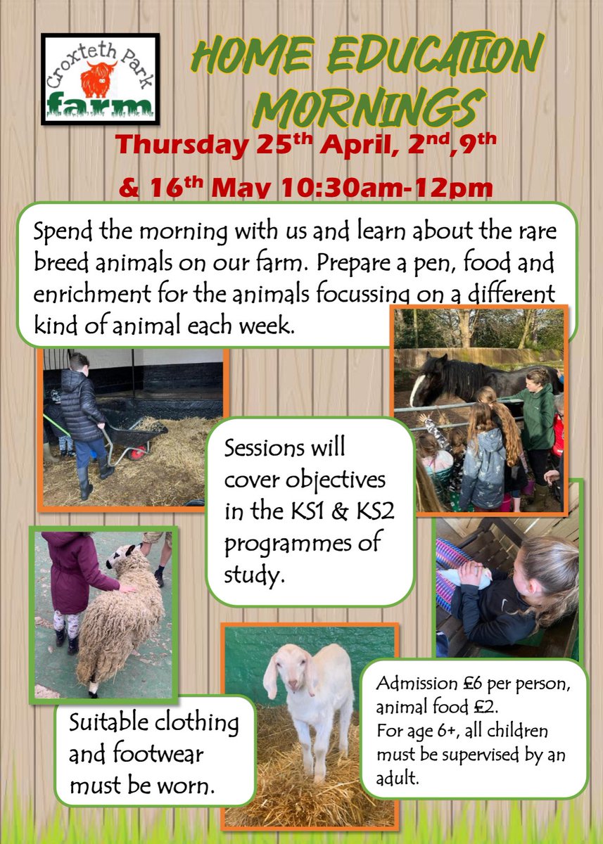 Our next home education sessions start this Thursday 25th April. Join us for lots of hands on learning opportunities. 🐥🪿🐴🐖🐑🐐🦃🦚