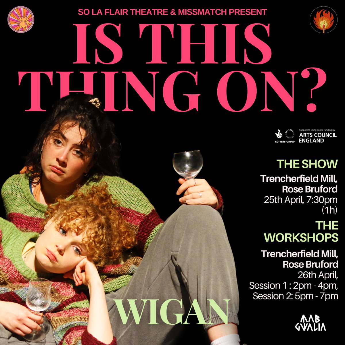 WIGAN!! This week we are coming to Rose Bruford Wigan at Trencherfield Mill on Heritage Way with our show ‘Is This Thing On?’ this Thursday 25th April, 7:30pm💖 Tickets: fatsoma.com/e/rdntsbql/is-…🌟 + free workshops on Friday 26th April: tickettailor.com/events/solafla…