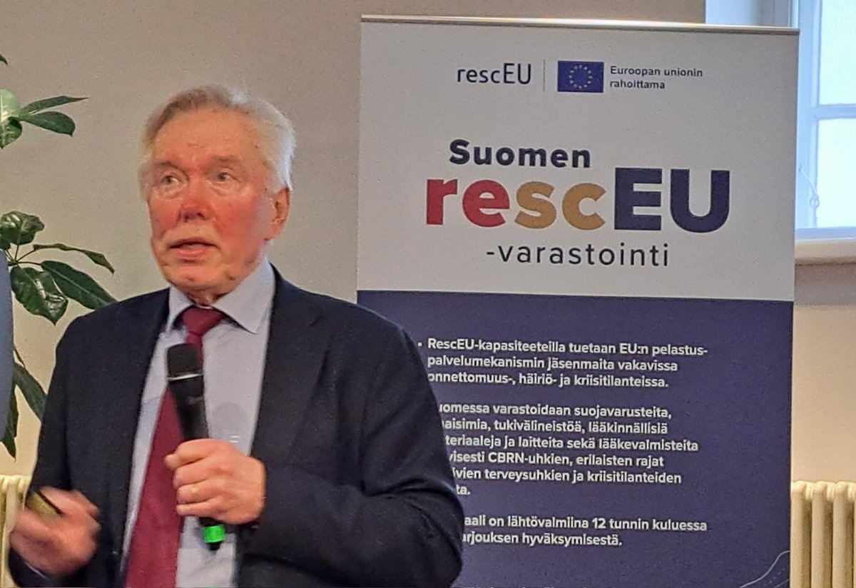 rantala_tarja's tweet photo. Hyökkäysten kohteina asutuskeskukset, sairaalat ja evakuoinnit. Sodankäynnin oikeussäännöt on unohdettu. Näin joutui toteamaan prof.  Reijo Haapiainen rescEU Medical -seminaarissa. #rescEU #varautuminen https://t.co/2QpHoJkoHb