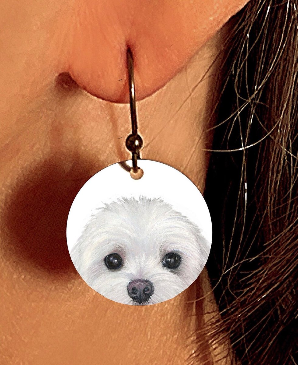 Maltese Metal Earrings artbyjulene.etsy.com/listing/171262… #maltesemom #maltesedog #dogsofx