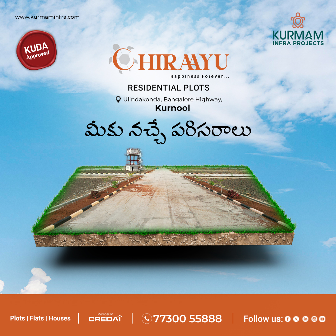 Step into a world where every day feels like a peaceful escape and you live surrounded by the wonders of nature.

#kurmaminfra #plotsinkurnool #housinginkurnool #kudaapproved #Kurnoolrealestate #housesinkurnool #ResidentialPlots #chiraayu