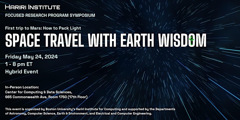 How can we approach space travel & co-create sustainable, ethical human colonies on Mars? Join the discussion at 'Space Travel with Earth Wisdom,' our symposium featuring researchers at the intersection of #space science, #ecology, #sustainability & #ML tinyurl.com/2bshaftt
