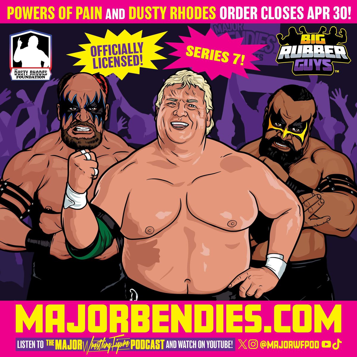 Here is a look at the packaging art for Dusty Rhodes and Powers of Pain #BigRubberGuys. We are in our final full week to get your orders in at MajorBendies.com before they’re no longer available at the lowest price possible. #ScratchThatFigureItch