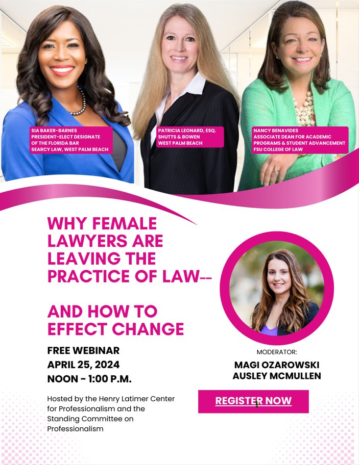 Looking forward to this discussion on Thursday on such an important issue!! How do we retain, support and promote women lawyers and stop the attrition! Join us! Register here👉🏾 us02web.zoom.us/webinar/regist…