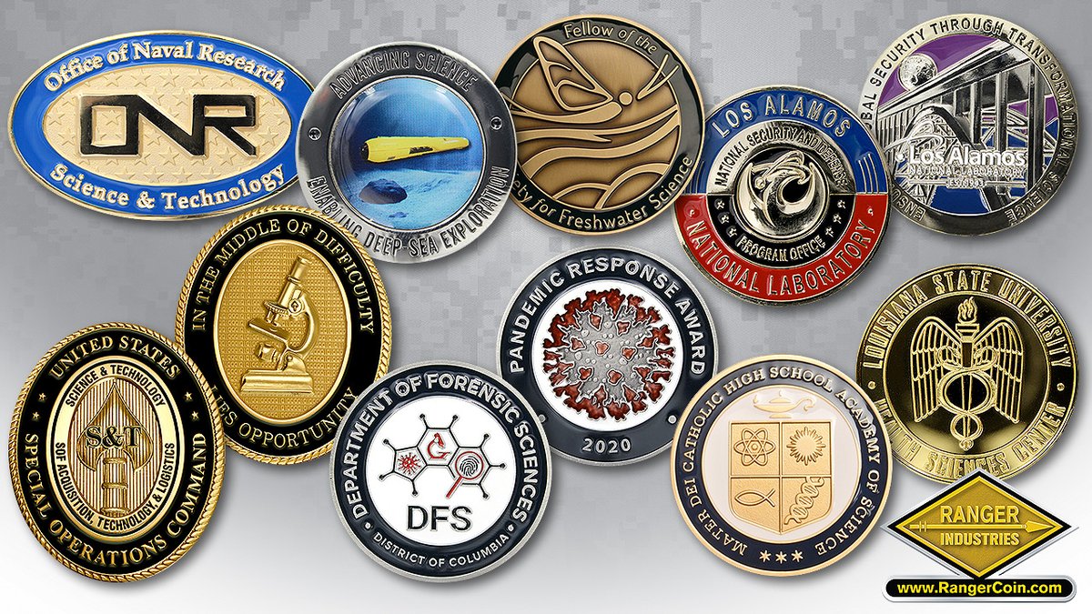 It's #LaboratoryDay 🔬 #ChallengeCoins and #Pins are great ways to celebrate a new discovery, reward your donors, build team morale, or commemorate a project's completion. Get a FREE quote for your project today ▶️ rangercoin.com/contact-us/