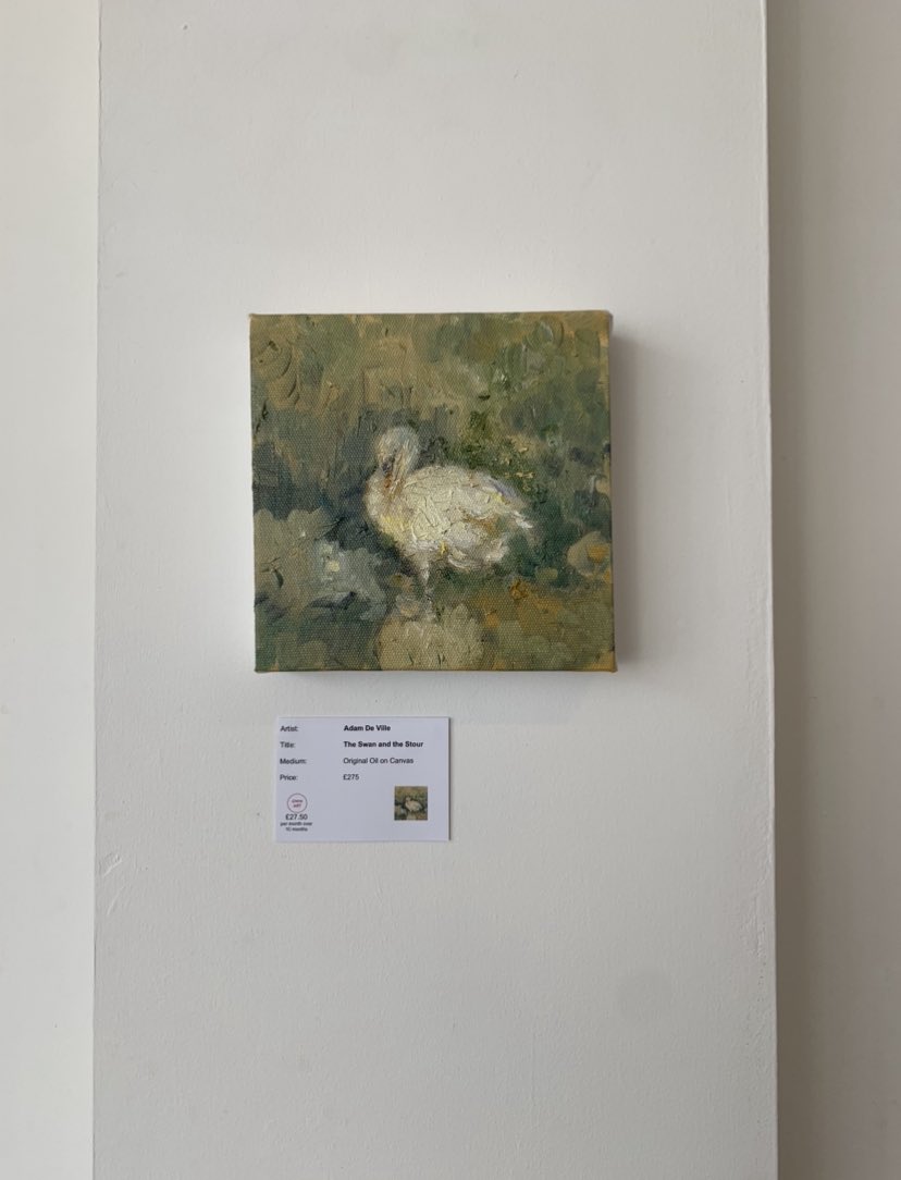My solo show paintings can be purchased through the Own Art scheme (see image below) Eg ‘The swan and the Stour’ £275 (Or) £27.50 over ten months Shipping available. Full list of paintings in the show: lilfordgallery.com/adam-de-ville-…