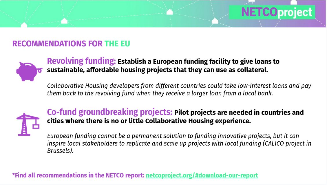 Then Michael LaFond from Id22 and Pierre Arnold from @urbaMonde will present key policy recommendations on sustainable #CollaborativeHousing for cities and the EU and the report we will release tomorrow 📘💼 🕒