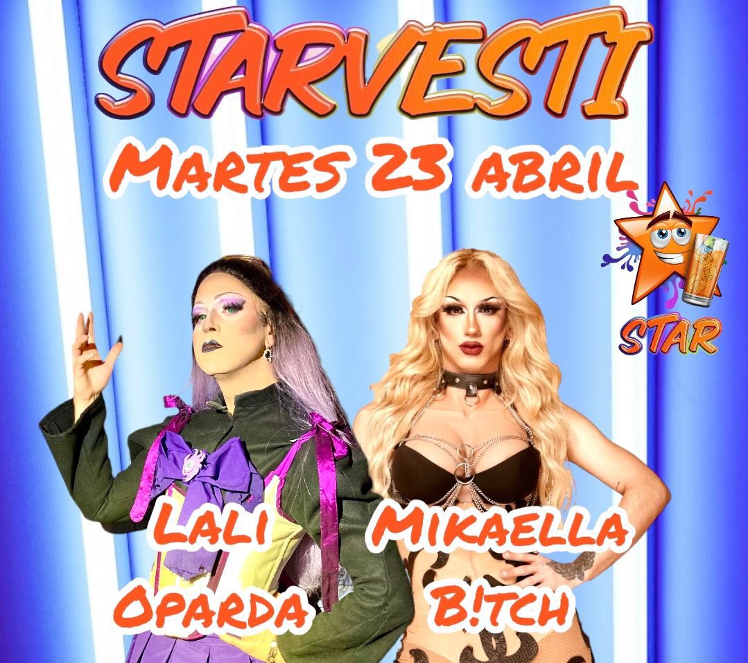 Starchueca's tweet photo. Y esta noche tenemos este pedazo de show para vosotros con @Frambuesa_gorda y @MikaelaBich 
No esperes q t lo cuenten y ven a verlas 
#drag #show #chueca https://t.co/O91xIhKGYW